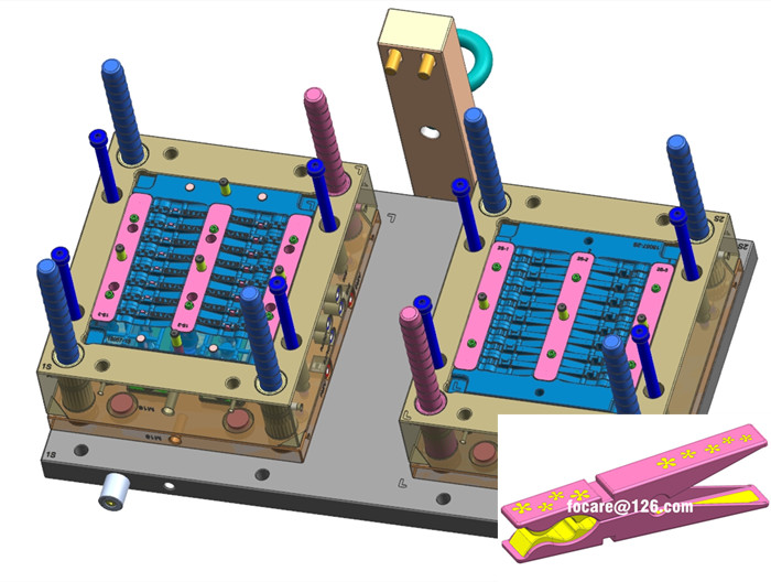 Двухкомпонентная пресс-форма для бельевых прищёпок силиконовых