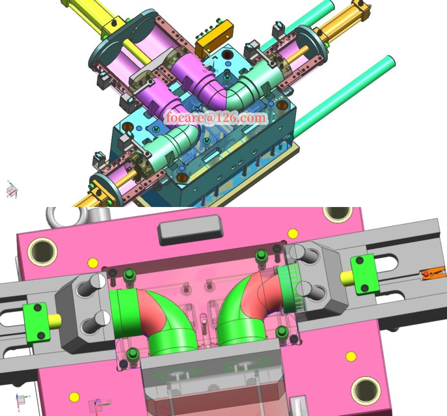 Двухместная пресс-форма для изготовления канализационного отвода 90°